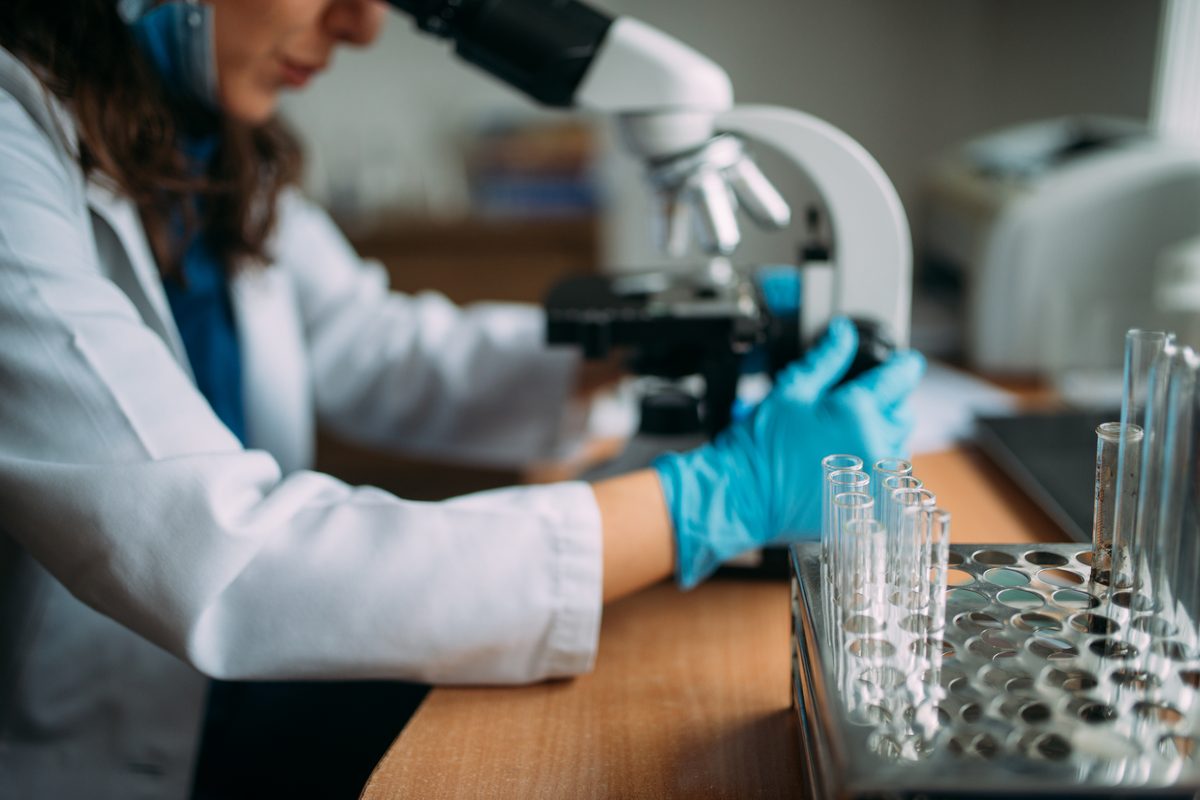 Análisis de muestras en tubos de ensayo en un laboratorio
